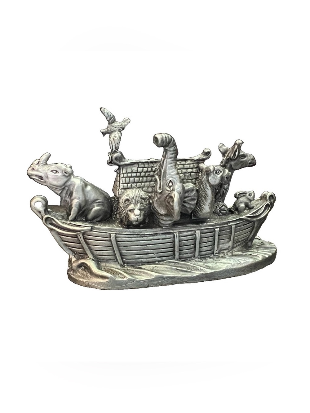 Noahs Ark Pewter Figurine Boat Animals 3" long by Spoontiques PP1090 Vintage